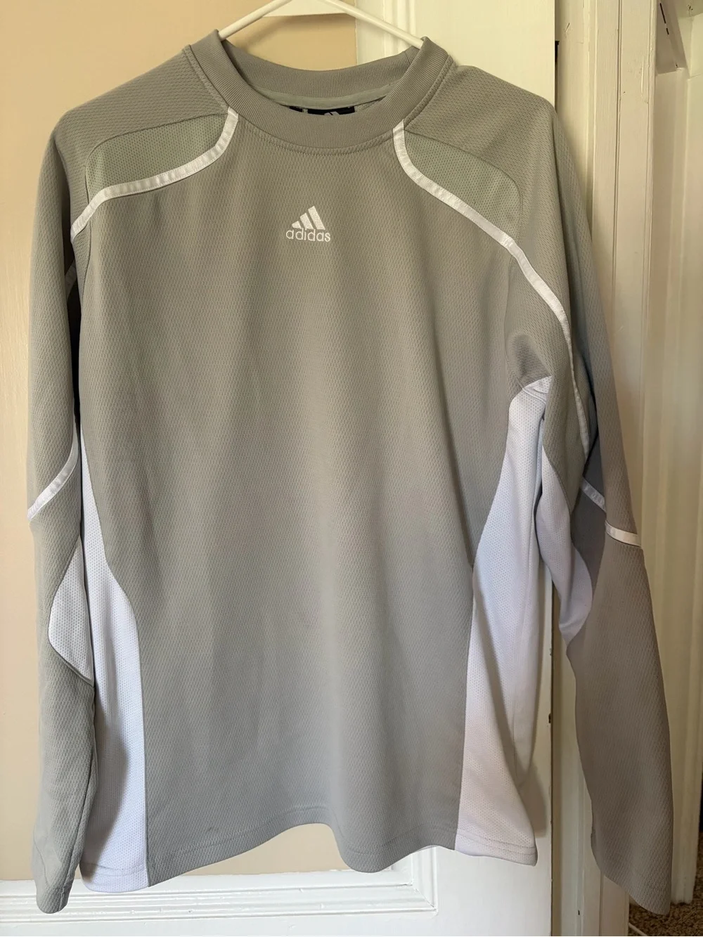 adidas Men's Gray and White Performance Long-Sleeve Jacket